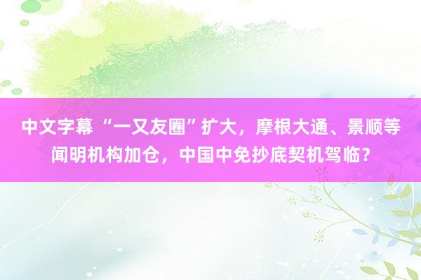 中文字幕 “一又友圈”扩大，摩根大通、景顺等闻明机构加仓，中国中免抄底契机驾临？