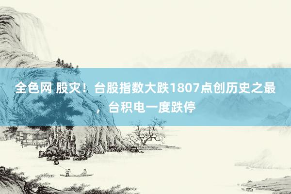 全色网 股灾！台股指数大跌1807点创历史之最，台积电一度跌停