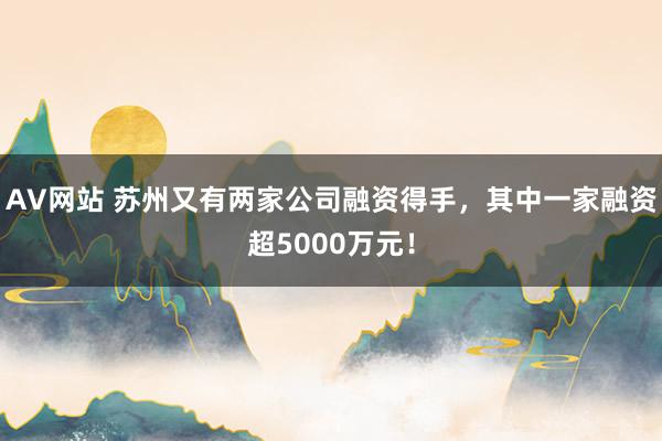 AV网站 苏州又有两家公司融资得手，其中一家融资超5000万元！