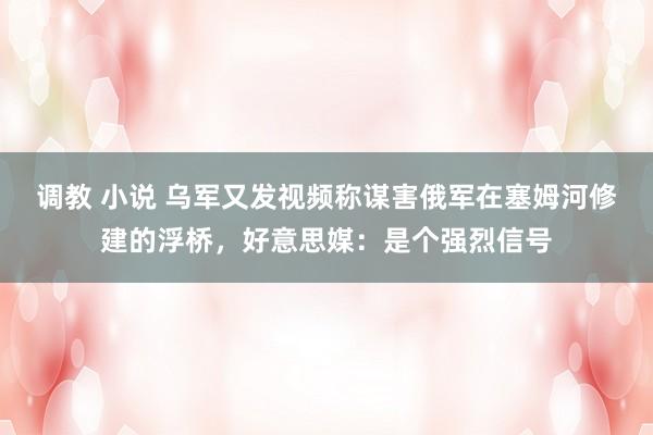 调教 小说 乌军又发视频称谋害俄军在塞姆河修建的浮桥，好意思媒：是个强烈信号