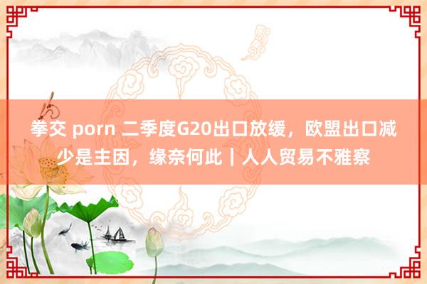 拳交 porn 二季度G20出口放缓，欧盟出口减少是主因，缘奈何此｜人人贸易不雅察