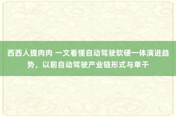 西西人提肉肉 一文看懂自动驾驶软硬一体演进趋势，以前自动驾驶产业链形式与单干