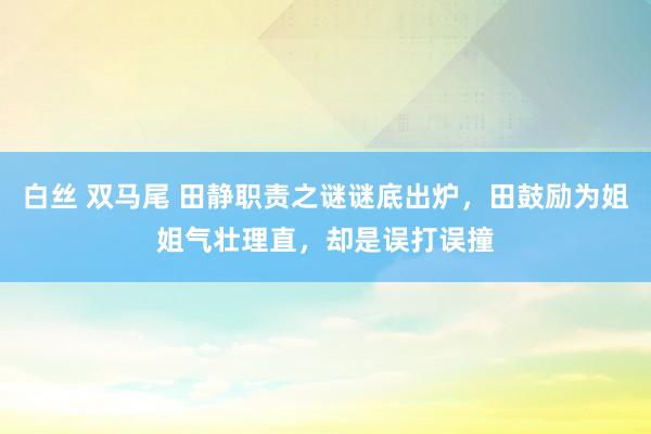 白丝 双马尾 田静职责之谜谜底出炉，田鼓励为姐姐气壮理直，却是误打误撞