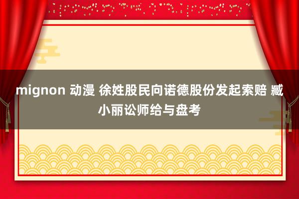 mignon 动漫 徐姓股民向诺德股份发起索赔 臧小丽讼师给与盘考