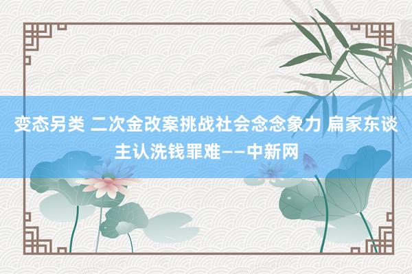 变态另类 二次金改案挑战社会念念象力 扁家东谈主认洗钱罪难——中新网