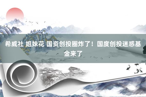 希威社 姐妹花 国资创投圈炸了！国度创投迷惑基金来了